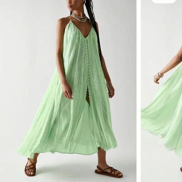 Free People Sweet Sea Maxi Dress size L - Picture 1 of 12